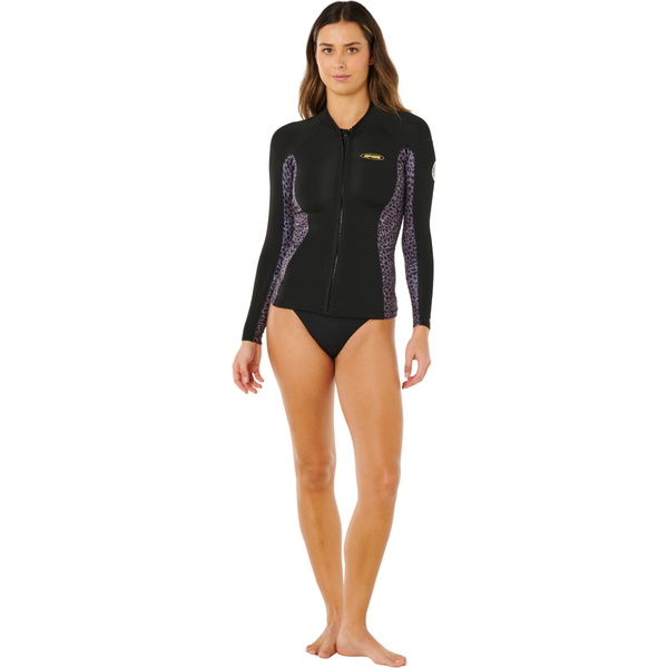 2026 Rip Curl Kvinders Dawn Patrol 1.5mm Front Zip Jakke 119WWJ - Natural
